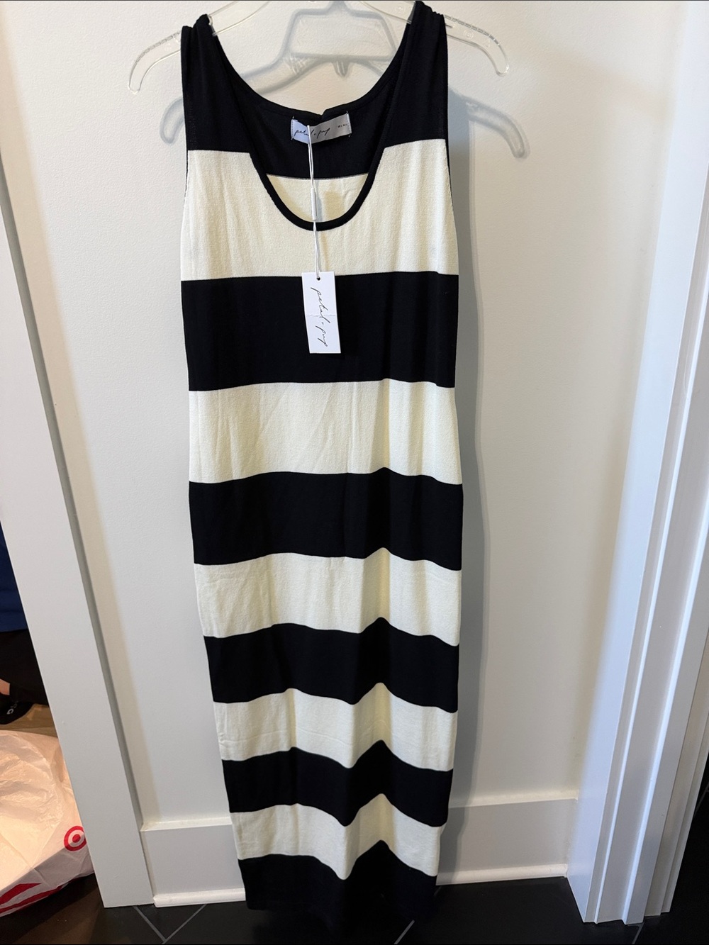 Petal & Pup Black and White Striped Midi Dress